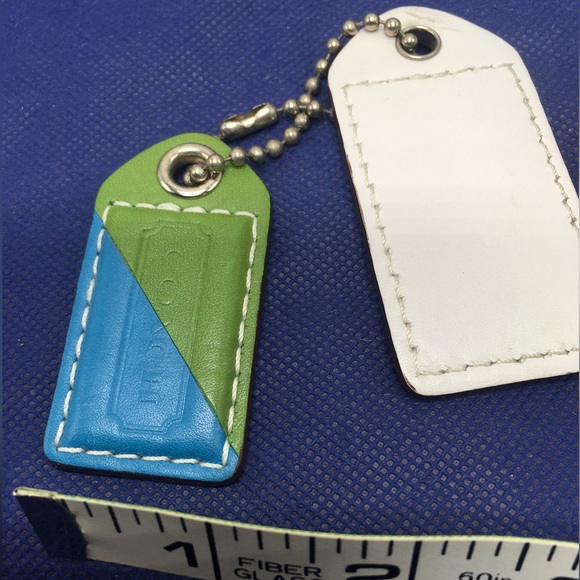 Coach 2 Leather Hang Tags Stripes Key Fob Key Chain Charm - Picture 9 of 11